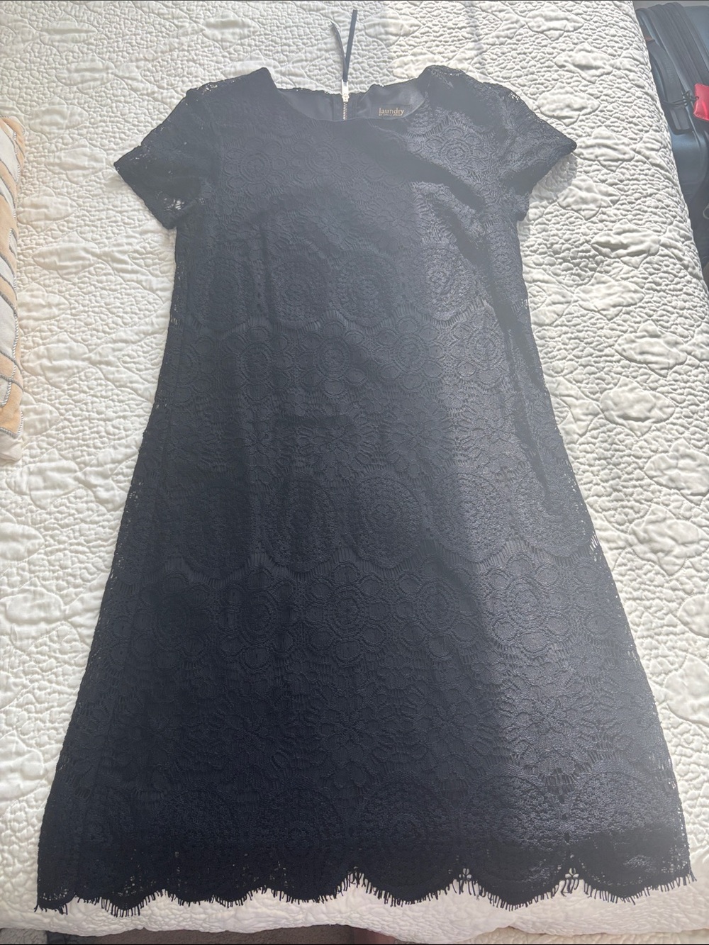 Laundry By Shelli Segal Black Lace Short-Sleeve Mini Dress